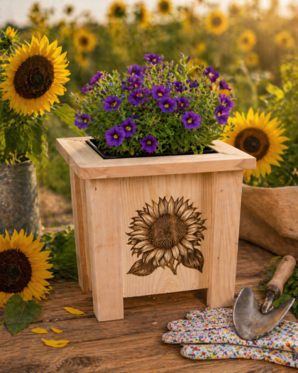 Cedar 2 Quart Mini Planter (Sunflowers)