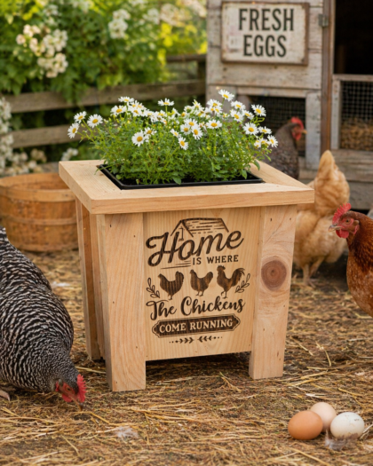 Cedar 2 Quart Mini Planter (Chickens)